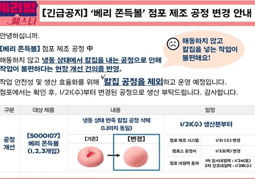 파리바게트 '베리쫀득볼' 제조공정 변경...jpg