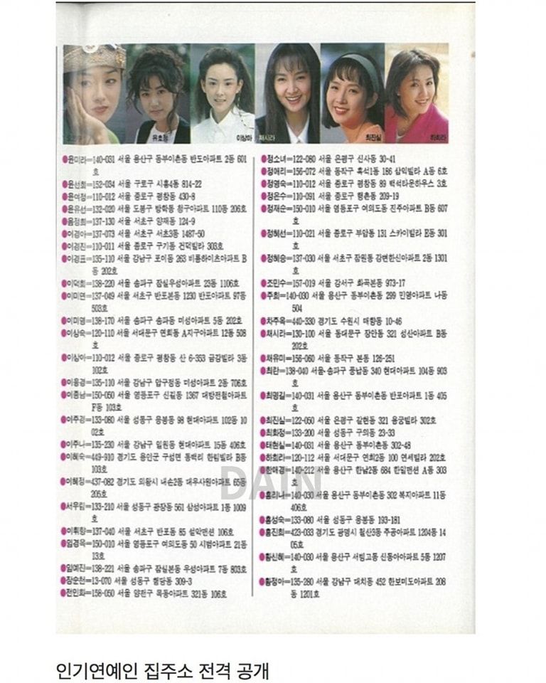 90년대 연예인 개인정보 보호 수준