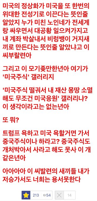 ??? : 미국 욕하고 트럼프 욕할거면 미국주식 하지말라고?